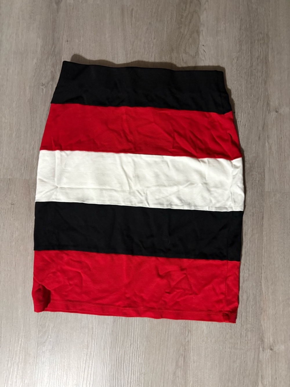 Bold Striped Red, Black & White Pencil Skirt
